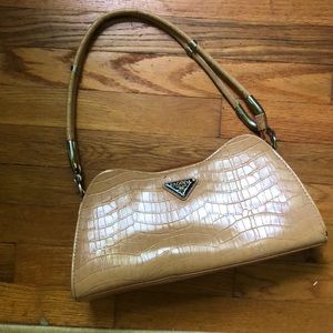 Tan faux snake skin purse